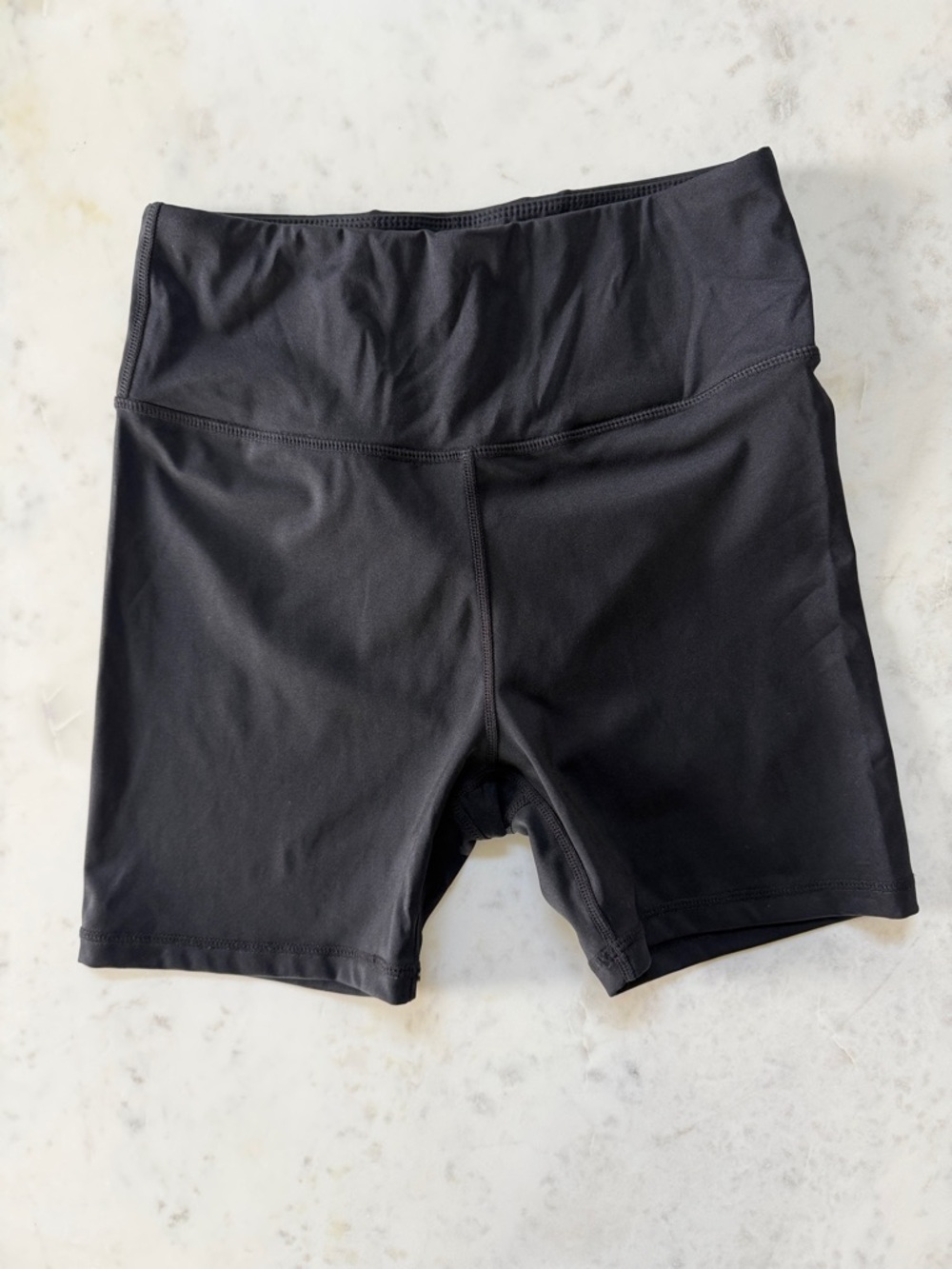 High-Rise Black Bike Shorts with Comfort Waistband
